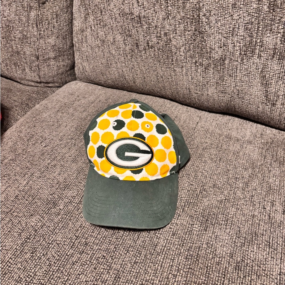 NFL Green Bay Packers Hat Green and Yellow Polka Dot Design